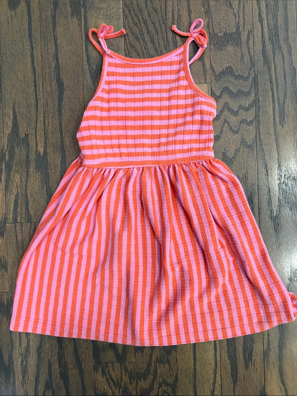 Cat & Jack 4T Pink and Orange Striped Tie-Shoulder Sundress